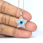 Evil eye shell Pearl Necklace Sterling Silver