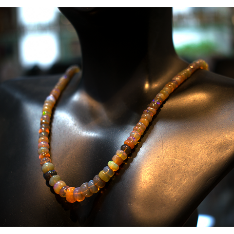 Brown Fire Opal Necklace ( Rare Piece ) 16 Inch