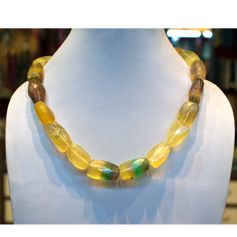 Fluorite tumble faceted Necklace 18 Inches
