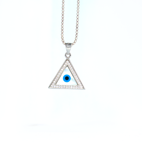 Evil Eye Shell Pearl Necklace Sterling Silver