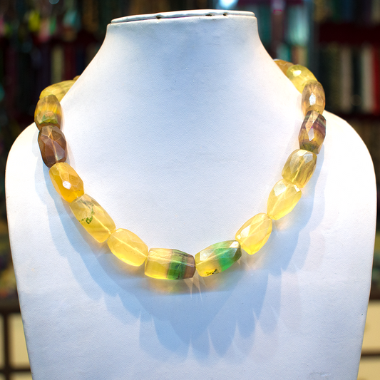 Fluorite tumble faceted Necklace 18 Inches 1080