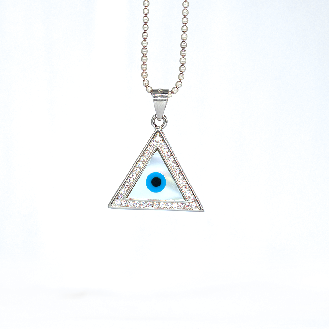 Evil Eye Shell Pearl Necklace Sterling Silver