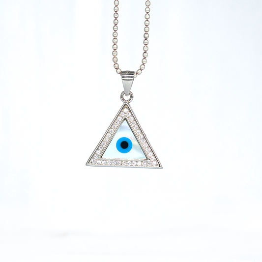 Evil Eye Shell Pearl Necklace Sterling Silver 1080