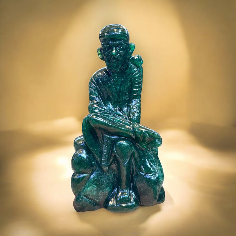 Sai Baba Murti in Natural Green Aventurine Stone