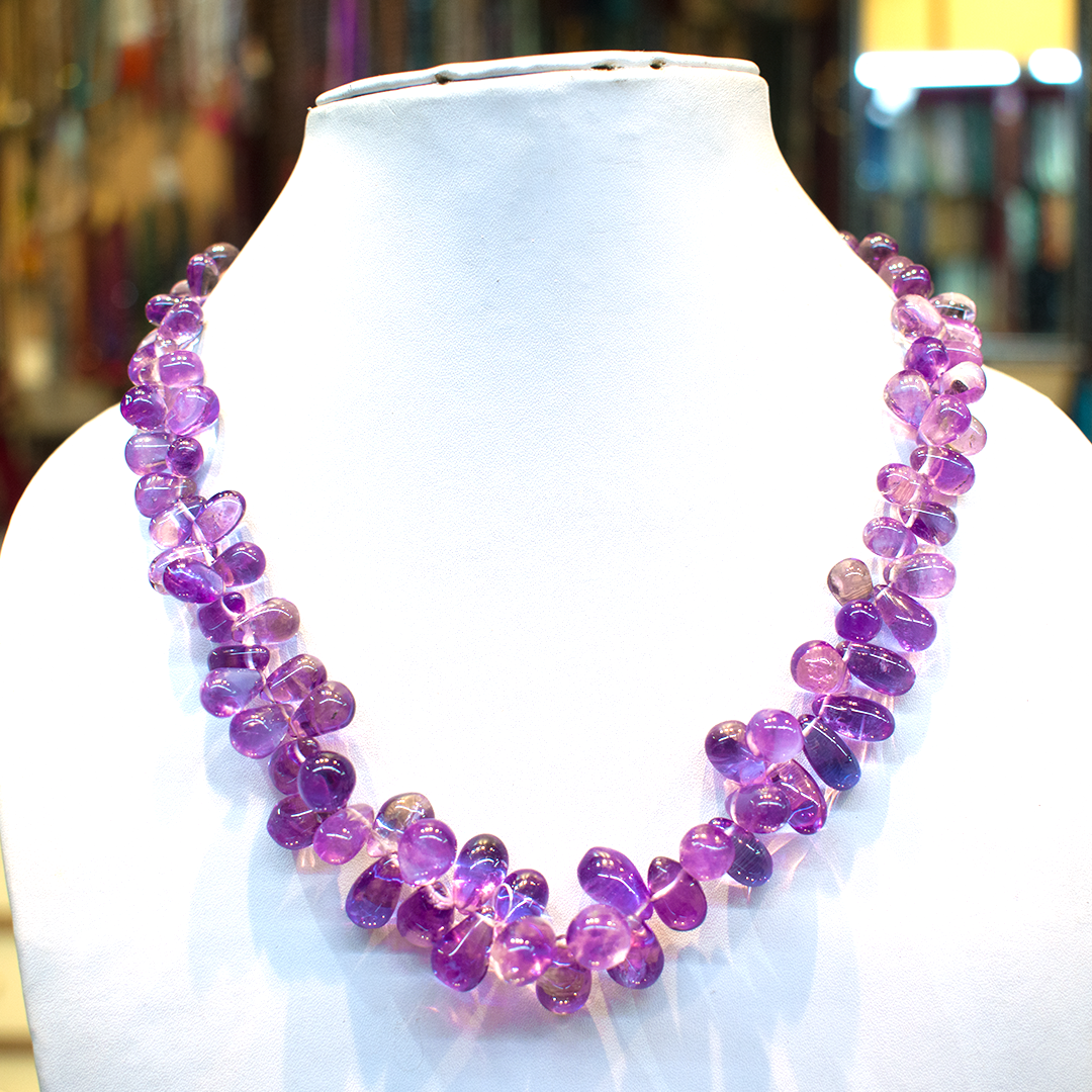 Amethyst Drops 18 inches Necklace