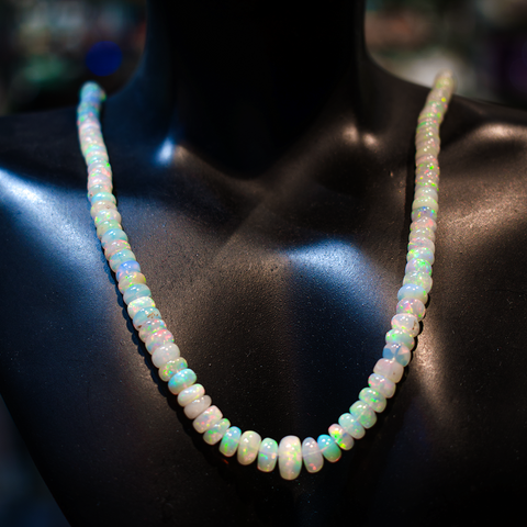 Opal Beads Necklace 16 inch