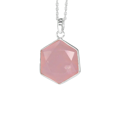 Star of David Rose Quartz Pure Silver Necklace