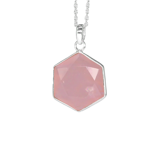 David star Rose Quartz Pure Silver  Necklace 1080