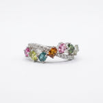 Natural tourmaline and diamond crossover ring - product photo