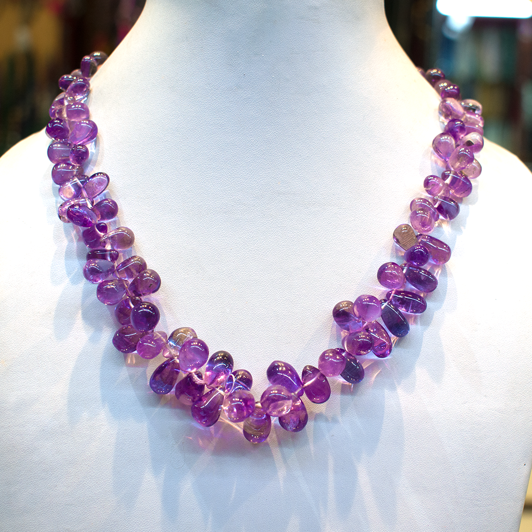 Amethyst Drops 18 inches Necklace