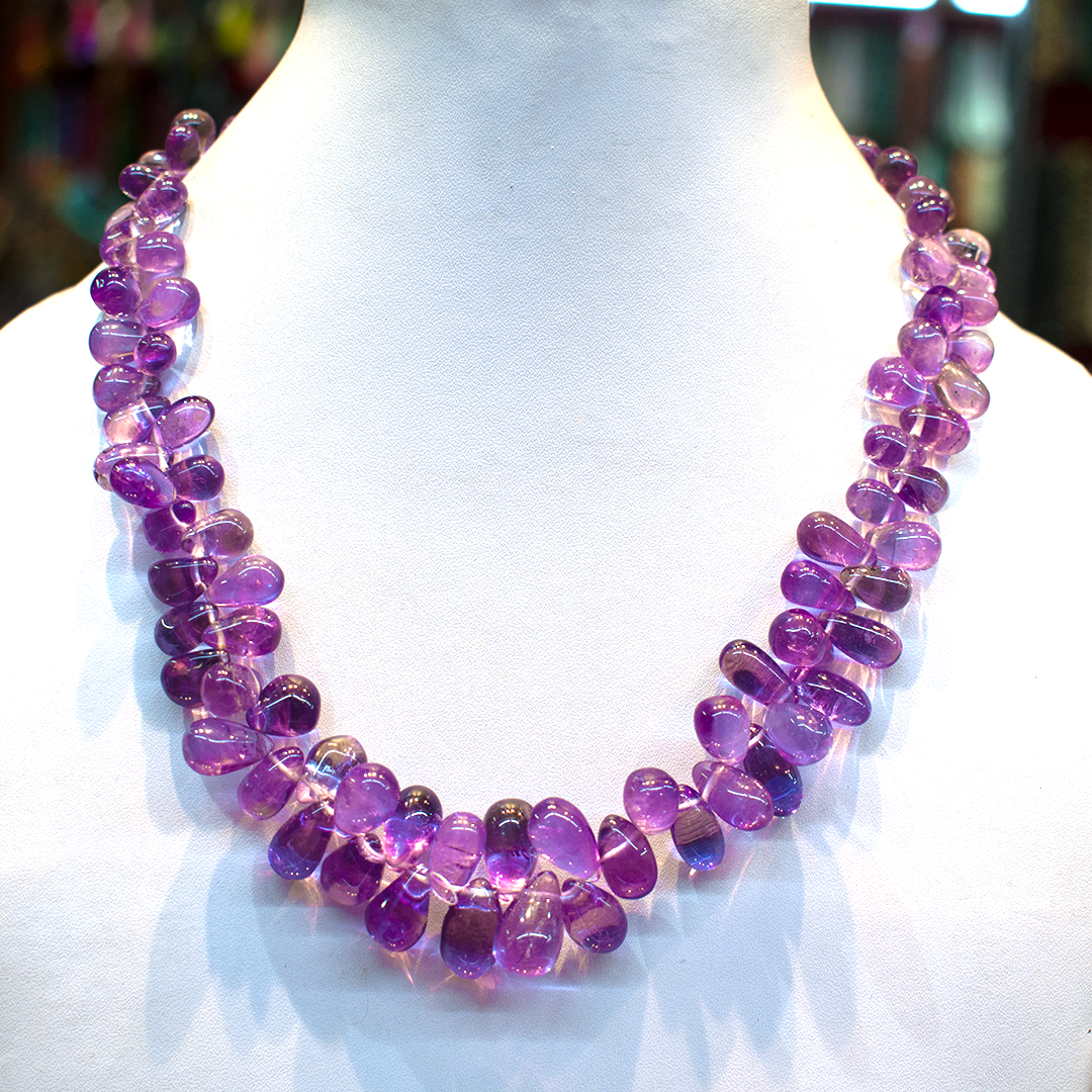 Amethyst Drops 18 inches Necklace