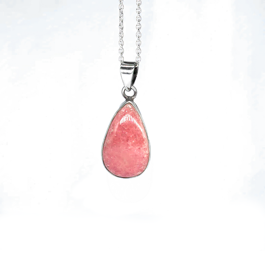 Rhodochrosite Pure Silver Necklace 1080