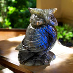 Blue Owl ~ Labradorite healing crystal sculpture
