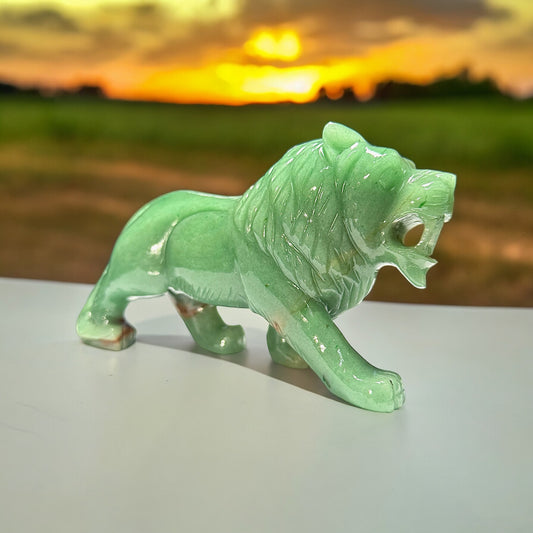 Lion ~ Green Aventurine for Good Luck 1760