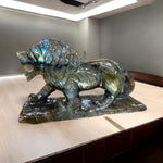 Lion in flashy Labradorite Crystal