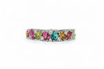 Natural tourmaline eternity ring with american diamond accents