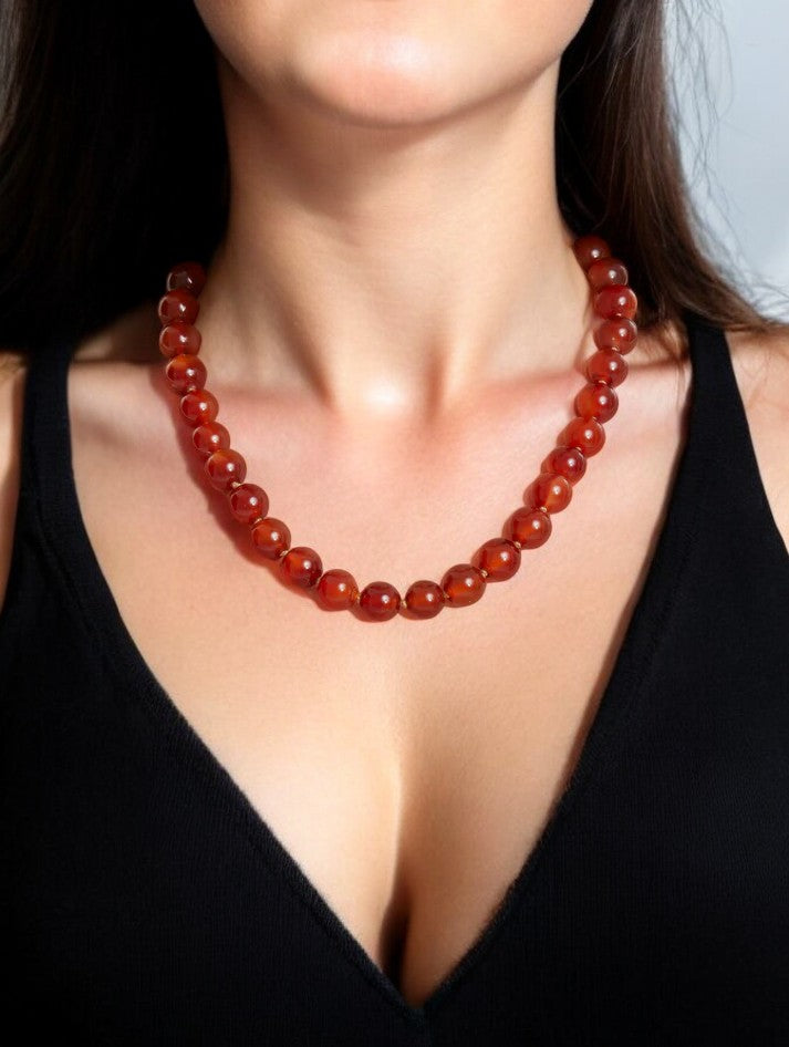 Natural carnelian bead necklace for confidence and vitality – Gift Palace India