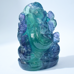 Ganesh Ji in Rainbow Fluorite — Hand-Carved Crystal Idol