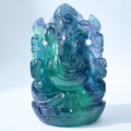 Ganesh Ji in Rainbow Fluorite — Hand-Carved Crystal Idol