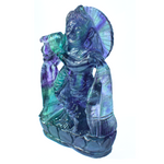 Krishna Ji in Rainbow Fluorite — Hand-Carved Crystal Idol
