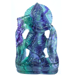 Krishna Ji in Rainbow Fluorite — Hand-Carved Crystal Idol