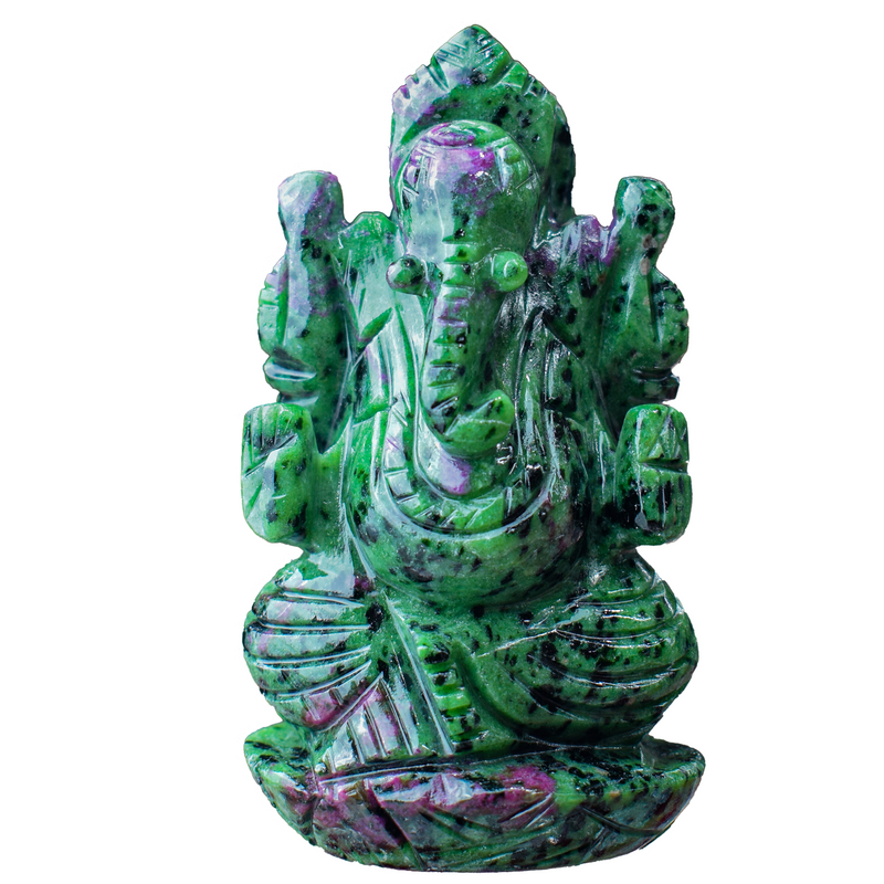 Ganesh Ji in Ruby Zoisite — Hand-Carved Crystal Idol