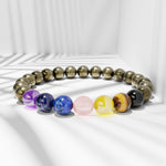 Money Magnet Pyrite Seven Chakra Bracelet