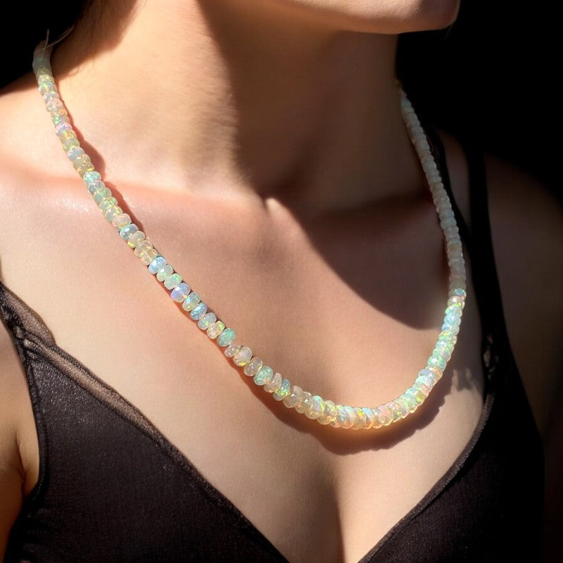 Opal Beads Necklace 16 inch