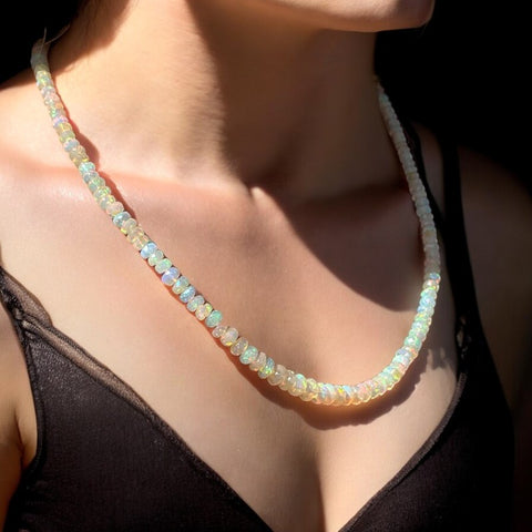 Opal Beads Necklace 16 inch