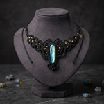 Luna Shield — Labradorite Macramé Necklace