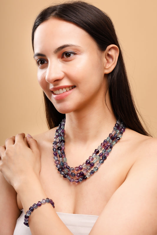 Hearts - Premium Rainbow Fluorite Necklace 4000
