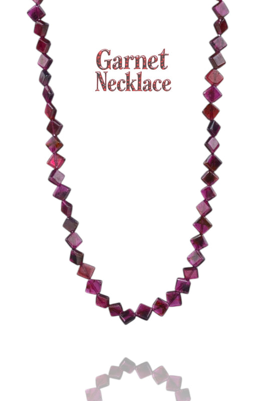 Square ~ Garnet Beads Necklace 1333