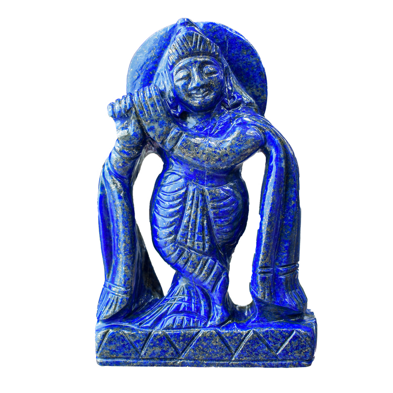 Krishna Ji in Lapis Lazuli — Hand-Carved Crystal Idol