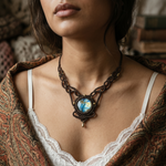 Celestial Flash — Labradorite Macramé Necklace