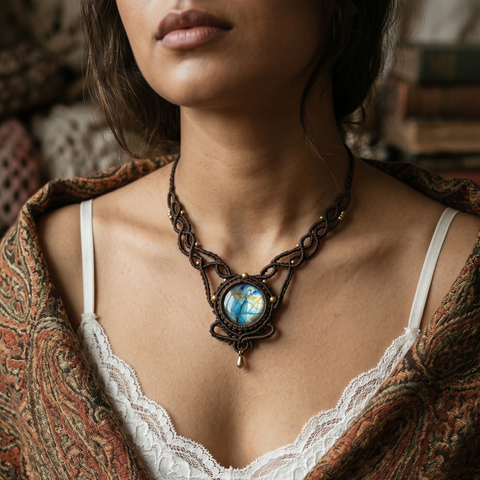 Celestial Flash” 🌌 Labradorite Necklace