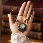 Celestial Flash — Labradorite Macramé Necklace