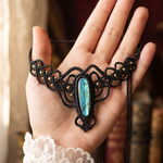 Luna Shield — Labradorite Macramé Necklace