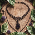 Amethyst Aura — Macramé Necklace