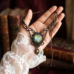 Celestial Flash — Labradorite Macramé Necklace