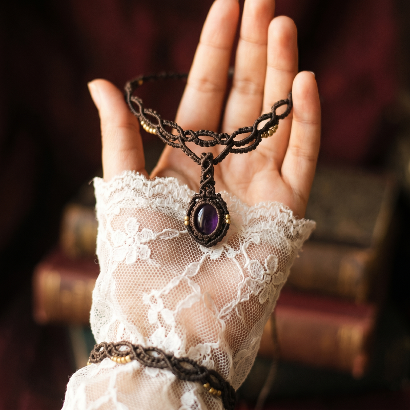 Amethyst Aura — Macramé Necklace