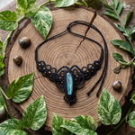 Luna Shield — Labradorite Macramé Necklace