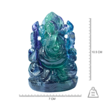 Ganesh Ji in Rainbow Fluorite — Hand-Carved Crystal Idol