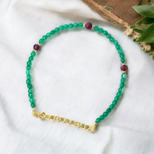 Green Onyx & Ruby Bracelet 983