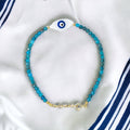 Blue Apatite Evil Eye Bracelet 2mm