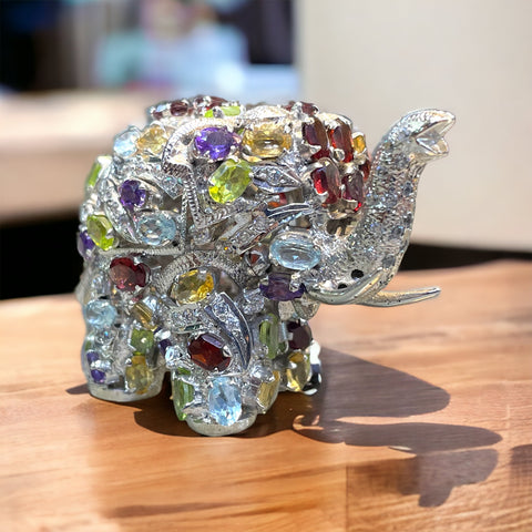 Gemstone Elephant Pure Silver Luxury Gifts