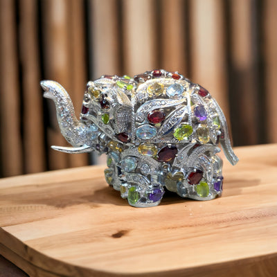Gemstone Elephant Pure Silver Luxury Gifts