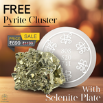 Selenite Cleansing plate Sun & Moon Engraved