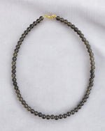Smokey quartz beaded necklace shown flat – Gift Palace India