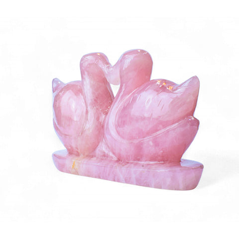 Soulmates in Crystal – Rose Quartz Swans