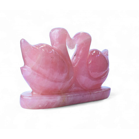 Soulmates in Crystal – Rose Quartz Swans